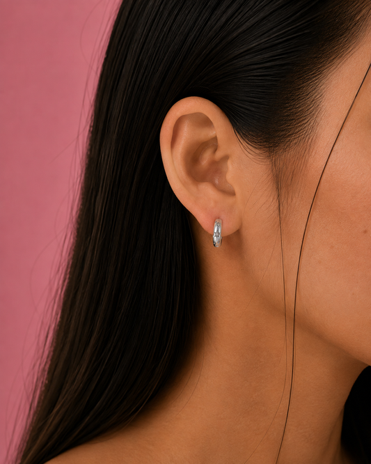 Starlight Dainty Silver Hoop Huggies Earrings