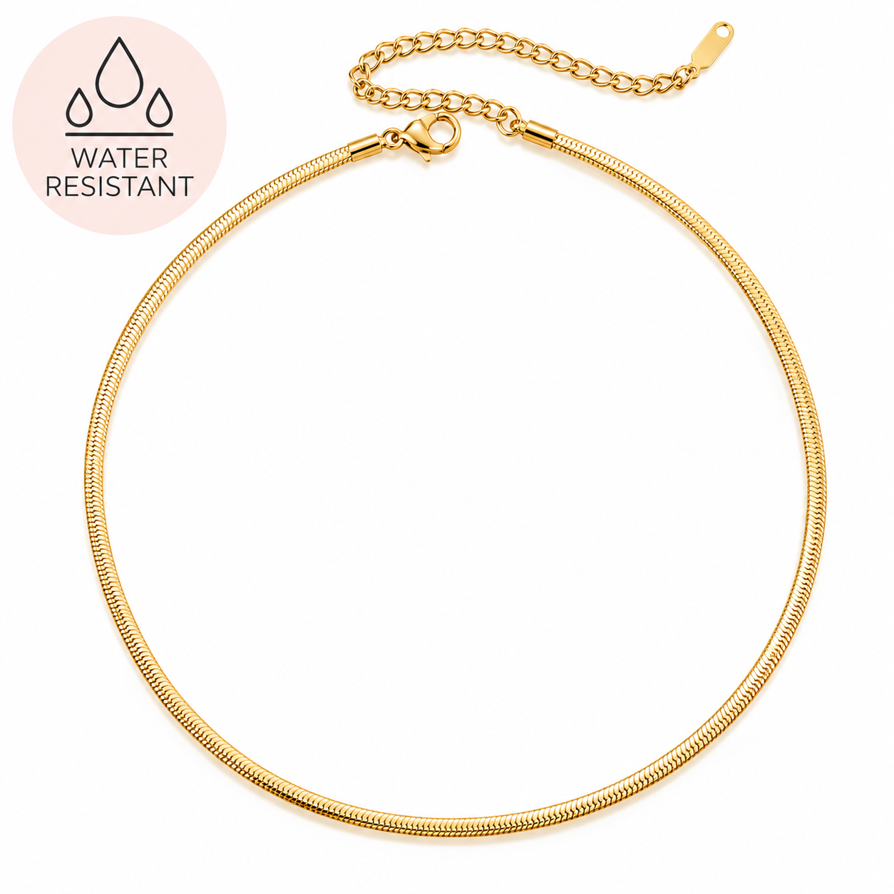 Lyra Herringbone Snake Chain Gold Choker Necklace