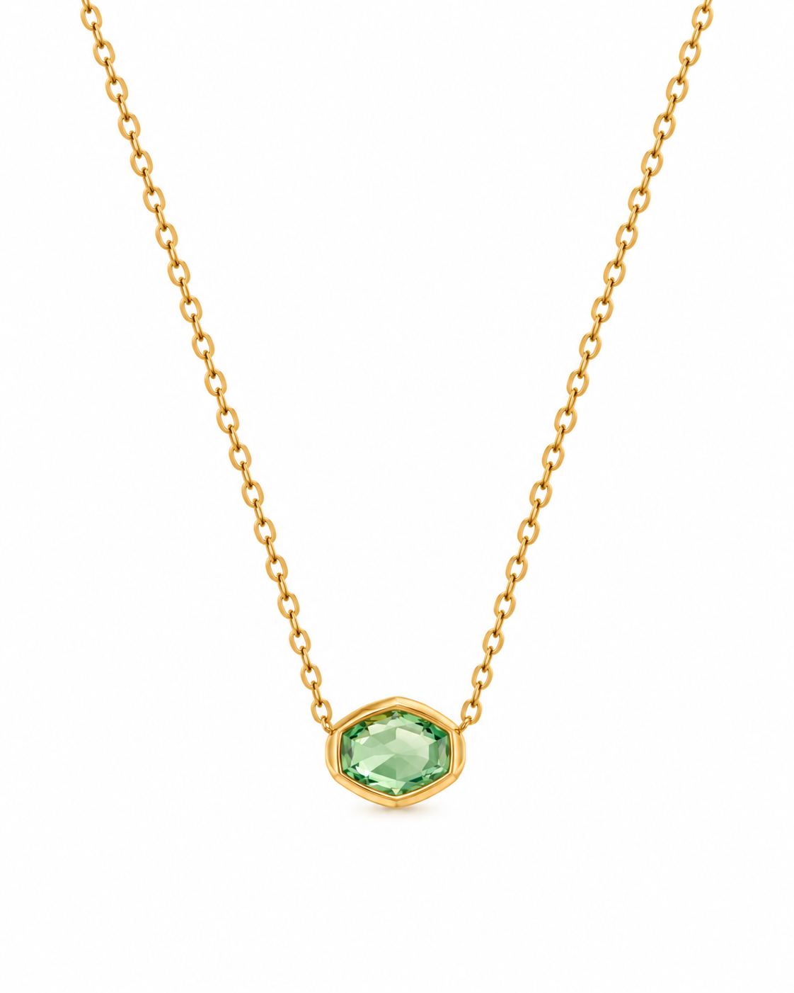 Phoenix Green Hexagon Glass Gold Necklace