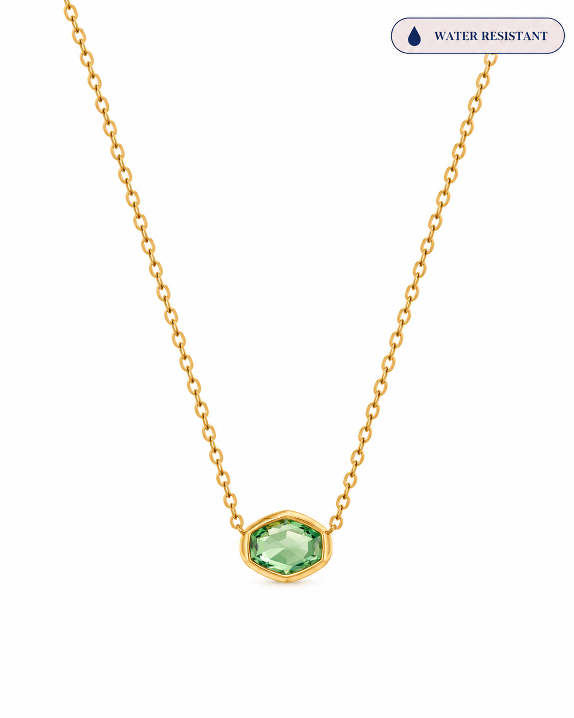 Phoenix Green Hexagon Glass Gold Necklace