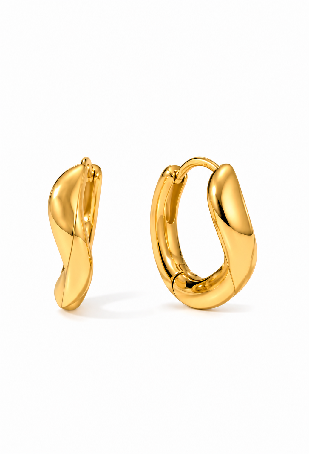 Vela Twisted Wave Gold Huggie Hoop Earrings