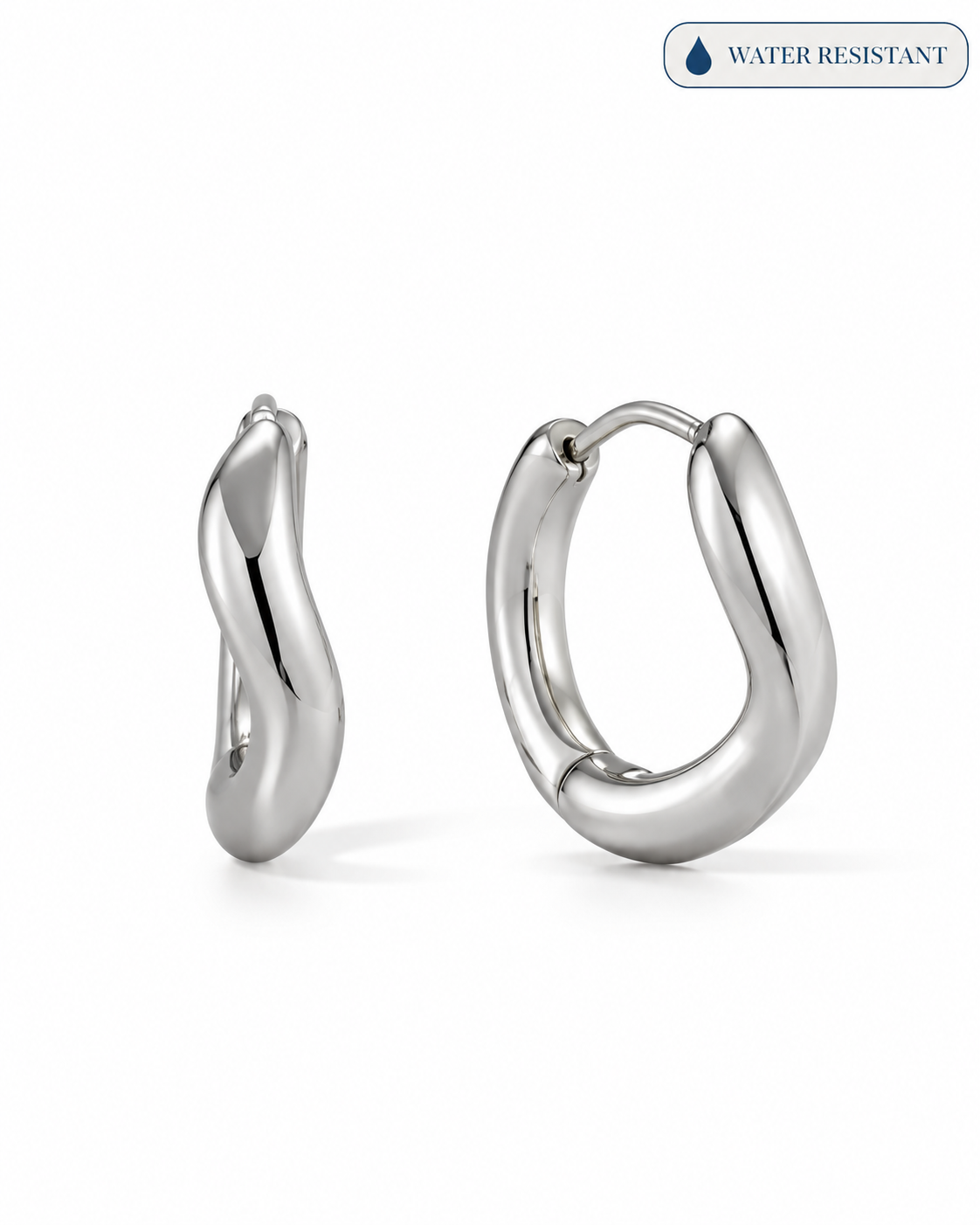 Vela Twisted Wave Silver Huggie Hoop Earrings